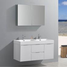 Fresca Bath FVN8348WH-D - Fresca Valencia 48'' Glossy White Wall Hung Double Sink Modern Bathroom Vanity w/ Medici