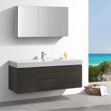 Fresca Bath FVN8360GO - Fresca Valencia 60'' Gray Oak Wall Hung Modern Bathroom Vanity w/ Medicine Cabinet