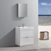 Fresca Bath FVN8430WH - Fresca Valencia 30'' Glossy White Free Standing Modern Bathroom Vanity w/ Medicine Cabin