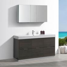 Fresca Bath FVN8460GO - Fresca Valencia 60'' Gray Oak Free Standing Modern Bathroom Vanity w/ Medicine Cabinet