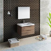 Fresca Bath FVN9032RW - Fresca Tuscany 32'' Rosewood Wall Hung Modern Bathroom Vanity w/ Medicine Cabinet