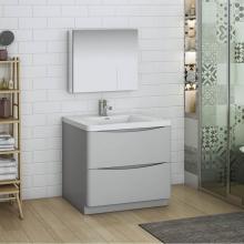 Fresca Bath FVN9136GRG - Fresca Tuscany 36'' Glossy Gray Free Standing Modern Bathroom Vanity w/ Medicine Cabinet