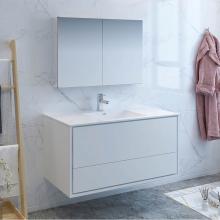 Fresca Bath FVN9248WH - Fresca Catania 48'' Glossy White Wall Hung Modern Bathroom Vanity w/ Medicine Cabinet