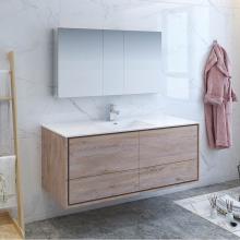 Fresca Bath FVN9260RNW-S - Fresca Catania 60'' Rustic Natural Wood Wall Hung Single Sink Modern Bathroom Vanity w/