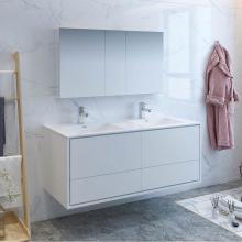 Fresca Bath FVN9260WH-D - Fresca Catania 60'' Glossy White Wall Hung Double Sink Modern Bathroom Vanity w/ Medicin