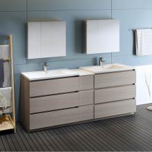 Fresca Bath FVN93-361236MGO-D - Fresca Lazzaro 84'' Gray Wood Free Standing Double Sink Modern Bathroom Vanity w/ Medici