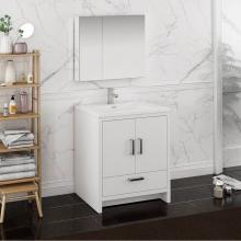 Fresca Bath FVN9430WH - Fresca Imperia 30'' Glossy White Free Standing Modern Bathroom Vanity w/ Medicine Cabine