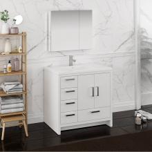 Fresca Bath FVN9436WH-L - Fresca Imperia 36'' Glossy White Free Standing Modern Bathroom Vanity w/ Medicine Cabine