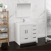 Fresca Bath FVN9436WH-R - Fresca Imperia 36'' Glossy White Free Standing Modern Bathroom Vanity w/ Medicine Cabine