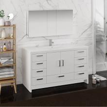 Fresca Bath FVN9460WH-S - Fresca Imperia 60'' Glossy White Free Standing Single Sink Modern Bathroom Vanity w/ Med