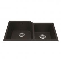 Kindred MGC2034U-9ESN - Granite Series 33.88-in LR x 19.69-in FB Undermount Double Bowl Granite Kitchen Sink in Mocha