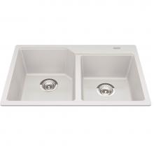 Kindred MGCM2031-9PWTN - Granite Series 30.69-in LR x 19.69-in FB x 8.63-in DP Drop In Double Bowl Granite Kitchen Sink, MG
