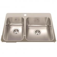 Kindred QCLA2027L-8-1N - Steel Queen 27.25-in LR x 20.56-in FB x 8-in DP Drop In Double Bowl 1-Hole Stainless Steel Kitchen