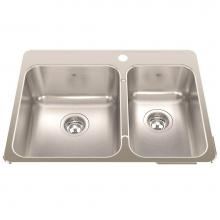 Kindred QCLA2027R-8-1N - Steel Queen 27.25-in LR x 20.56-in FB x 8-in DP Drop In Double Bowl 1-Hole Stainless Steel Kitchen