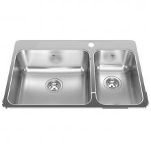 Kindred QCLA2031R-8-1N - Steel Queen 31.25-in LR x 20.5-in FB x 8-in DP Drop In Double Bowl 1-Hole Stainless Steel Kitchen