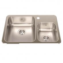 Kindred QCMA1826-7-1N - Steel Queen 26.5-in LR x 18.13-in FB x 7-in DP Drop In Double Bowl 1-Hole Stainless Steel Kitchen