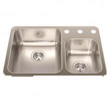 Kindred QCMA1826-7-3N - Steel Queen 26.5-in LR x 18.13-in FB x 7-in DP Drop In Double Bowl 3-Hole Stainless Steel Kitchen