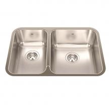 Kindred QCUA1827L-8N - Steel Queen 26.88-in LR x 17.75-in FB x 8-in DP Undermount Double Bowl Stainless Steel Kitchen Sin