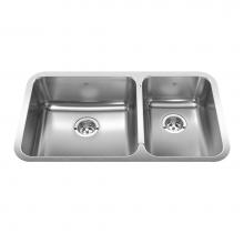 Kindred QCUA1933R-8N - Steel Queen 32.88-in LR x 18.75-in FB x 8-in DP Undermount Double Bowl Stainless Steel Kitchen Sin
