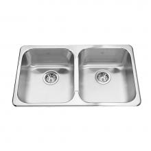 Kindred QD1831-8N - Steel Queen 31.25-in LR x 18.44-in FB x 8-in DP Drop In Double Bowl Stainless Steel Kitchen Sink,