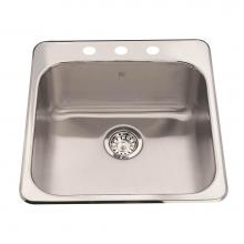 Kindred QSL2020-7-3N - Steel Queen 20-in LR x 20.5-in FB x 7-in DP Drop In Single Bowl 3-Hole Stainless Steel Kitchen Sin