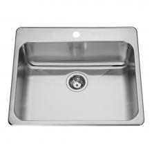 Kindred QSLA2225-8-1N - Steel Queen 25.25-in LR x 22-in FB x 8-in DP Drop In Single Bowl 1-Hole Stainless Steel Kitchen Si