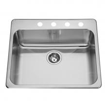 Kindred QSLA2225-8-4N - Steel Queen 25.25-in LR x 22-in FB x 8-in DP Drop In Single Bowl 4-Hole Stainless Steel Kitchen Si