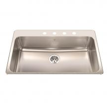 Kindred QSLA2233-8-4N - Steel Queen 33.38-in LR x 22-in FB x 8-in DP Drop In Single Bowl 4-Hole Stainless Steel Kitchen Si