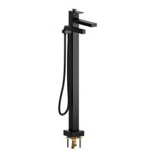 Riobel Pro QA39BK-EX - 2-way Type T (thermostatic) coaxial floor-mount tub filler with hand shower