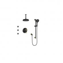 Vogt SET.Z3.320.816.BGB - Vogt Zehn 3-Way TH Shower Kit with Body Jets and 6'' Ceiling Arm BG/MB