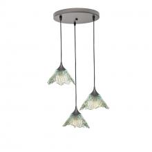 Bicycle Glass X3-212SUMCLR-RND02-BNZ-X4-04W - 212 Summit: 3 Pendant Cascade Chandelier