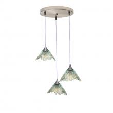 Bicycle Glass X3-212SUMCLR-RND02-BNI-X4-04W - 212 Summit: 3 Pendant Cascade Chandelier