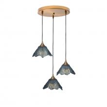 Bicycle Glass X3-212SUMGRA-RND02-BRS-X4-04W - 212 Summit: 3 Pendant Cascade Chandelier