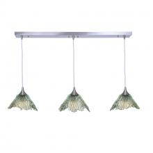 Bicycle Glass X3-212SUMCLR-LIN02-BNI-X4-04W - 212 Summit: 3 Pendant Linear Chandelier