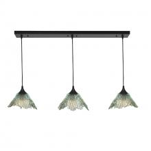 Bicycle Glass X3-212SUMCLR-LIN02-BLK-X4-04W - 212 Summit: 3 Pendant Linear Chandelier