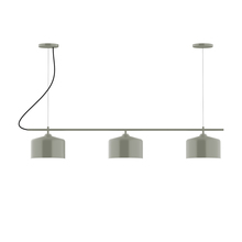 Montclair Light Works CHA419-24-C21 - 3-Light Linear Axis Chandelier with White SJT Cord, Moss Green