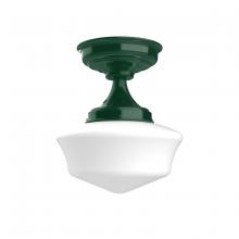 Montclair Light Works FMA021-42 - 12" Schoolhouse glass, flush mount ceiling light, Forest Green
