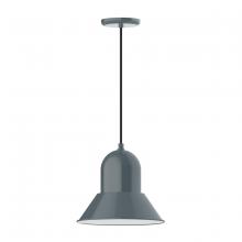 Montclair Light Works PEB123-40-C26 - 12" Prima shade, pendant with ivory fabric cord and canopy, Slate Gray