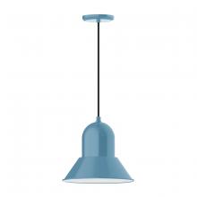 Montclair Light Works PEB123-54-C26 - 12" Prima shade, pendant with ivory fabric cord and canopy, Light Blue