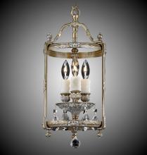 American Brass & Crystal LT2208-A-08G-PI - 3 Light 8 inch Lantern with Clear Curved glass & Crystal