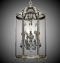 American Brass & Crystal LT2224-A-07G-PI - 6+6 Light 24 inch Lantern with Clear Curved glass & Crystal