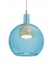 Besa Lighting 1JC-BENJIBLNA-LED-SN - Besa, Benji Cord Pendant, Blue/Natural, Satin Nickel Finish, 1x9W LED