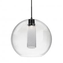 Besa Lighting 1JC-ELICL-LED-BK - Besa Eli Pendant, Clear/Inner Bubble, Black Finish, 1x9W LED