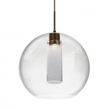 Besa Lighting 1JC-ELICL-LED-BR - Besa Eli Pendant, Clear/Inner Bubble, Bronze Finish, 1x9W LED