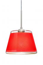 Besa Lighting 1JC-PIC9RD-LED-SN - Besa Pendant Pica 9 Satin Nickel Red Sand 1x9W LED