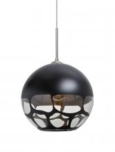 Besa Lighting 1JC-ROCKYBK-LED-SN - Besa, Rocky Cord Pendant, Black, Satin Nickel Finish, 1x9W LED