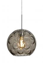 Besa Lighting 1JT-BOMYSM-EDIL-SN - Besa Bombay Cord Pendant, Smoke, Satin Nickel Finish, 1x8W LED Filament