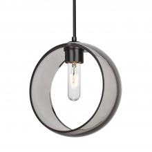 Besa Lighting 1JT-MANASM-BK-NI - Besa Mana Pendant, Smoke, Black Finish, 1x60W MAX E26 Base