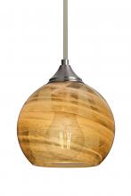 Besa Lighting 1TT-JILLYAM-EDIL-SN - Besa, Jilly Stem Pendant, Vapor Amber, Satin Nickel Finish, 1x5W LED Filament