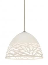 Besa Lighting 1TT-KIEVWH-LED-SN - Besa Kiev Stem Pendant, White, Satin Nickel Finish, 1x9W LED